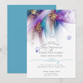 Invitation MARIAGE | Striking Turquoise Purple Abstrait