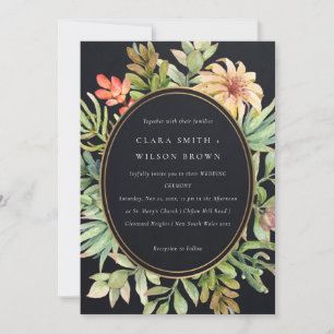 INVITATION MARIAGE SUCCULENT CACTI FOLIAGE DE DÉSERT NOIR PEA