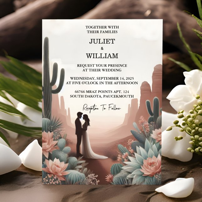 Invitation Mariage Succulent des cactus du désert de la feuil (Créateur téléchargé)
