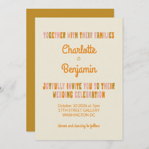 Invitation Mariage super couleur rose et moutarde