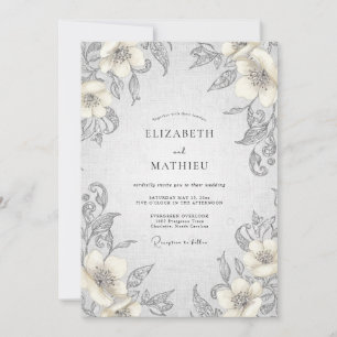 Invitation Mariage sur ardoise d'argent de vigne