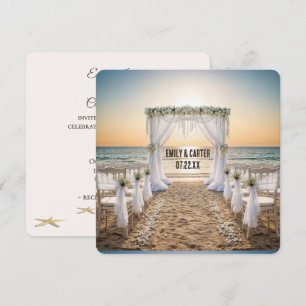 Invitation Mariage sur la plage au coucher du soleil avec arc