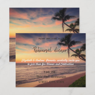 Invitation Mariage sur la plage au coucher du soleil, Dîner d
