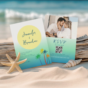 Invitation Mariage sur la plage au palmier tropical