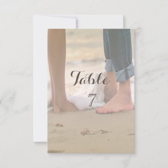 Invitation Mariage sur la Plage ,Carte de Table aux Pieds (Devant)