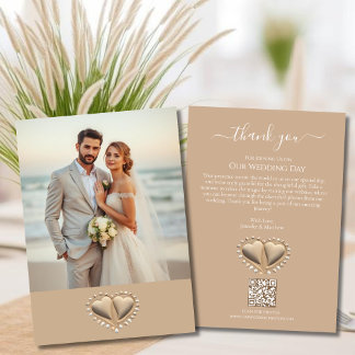Invitation Mariage sur la Plage Cœurs de Sable avec Photo