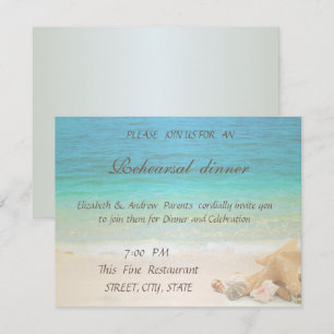 Invitation Mariage sur la Plage Coquillages  Dîner de Répétit