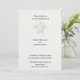 Invitation Mariage sur la plage côtière avec tortue marine