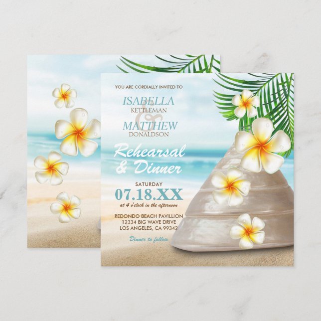 Invitation Mariage sur la plage | Dîner de répétition (Devant / Derrière)