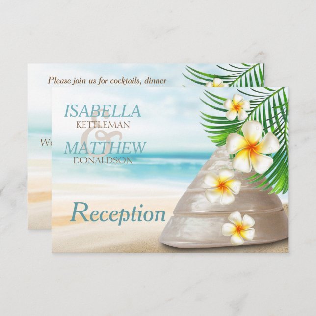 Invitation Mariage sur la plage pour M. et Mme | Réception (Devant / Derrière)