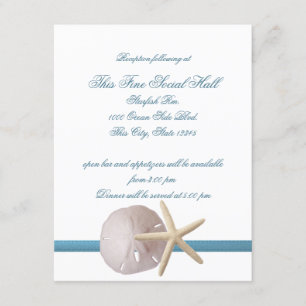 Invitation Mariage sur la Plage Réception Dollar de Sable et 