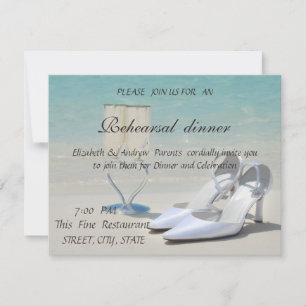 Invitation Mariage sur la Plage, Verre, Escarpins Dîner de R