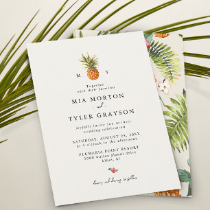 Invitation Mariage sur le thème de l'ananas tropical d'été