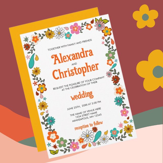 Invitation Mariage sur le thème des années 70 funky inspiré p (Créateur téléchargé)