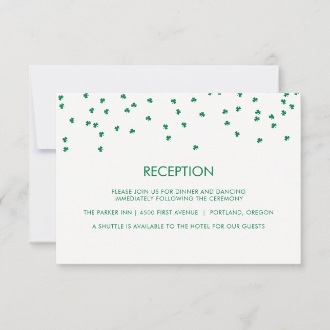 Invitation Mariage sur le thème irlandais Shamrock Confettis  (Devant)