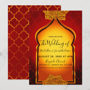 Invitation Mariage sur le thème royal indien arabe de la Gold