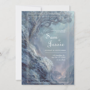 Invitation Mariage surréaliste bleu hivernal de fantaisie mag