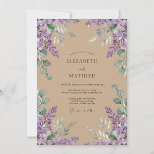 Invitation Mariage Tan Améthyste Wisteria