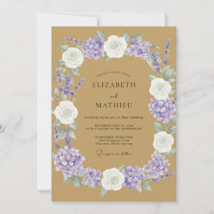 Invitation Mariage Tan Lilas Pivoine