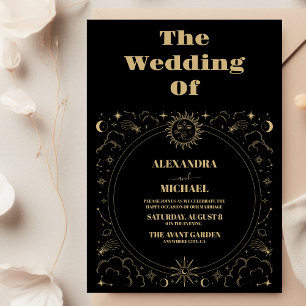 Invitation Mariage Tarot Noir et Or Mystique