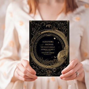 Invitation Mariage Tarot Noir et Or Mystique