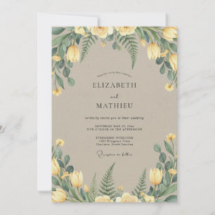 Invitation Mariage Taupe aux Feuilles Beurre