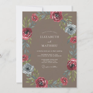 Invitation Mariage Taupe Couronne Carmine