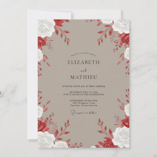 Invitation Mariage Taupe Crimson Rose