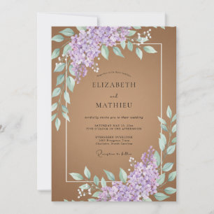 Invitation Mariage Taupe Feuille de Lavande