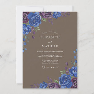 Invitation Mariage Taupe Indigo Petal