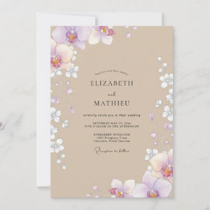 Invitation Mariage Taupe Lilas Orchidée