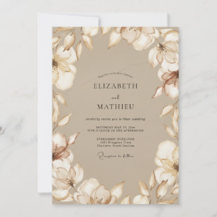 Invitation Mariage Taupe Magnolia