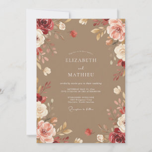 Invitation Mariage Taupe Peinte à la Pétale