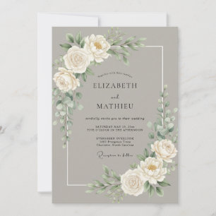 Invitation Mariage Taupe White Peony