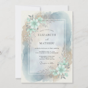 Invitation Mariage Teal Bloom