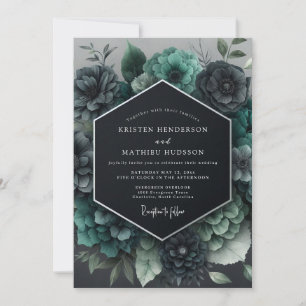 Invitation Mariage Teal Gothique Floraison