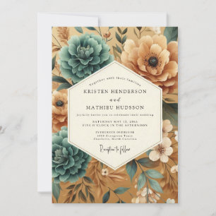 Invitation Mariage Teal Ocbre Récolte