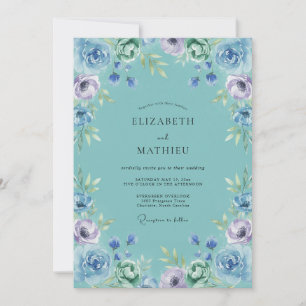 Invitation Mariage Teal Whispering Bloom