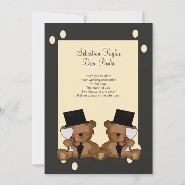 Invitation Mariage Teddy Bear Grooms (Devant)
