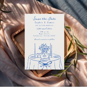 Invitation mariage tendance bleu Whimsical à main