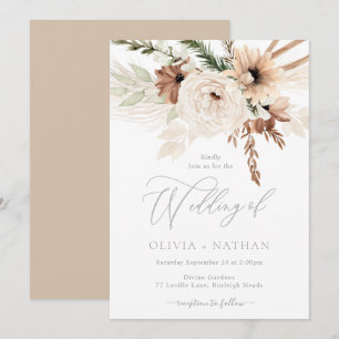 Invitation Mariage tendance Boho Neutral Florals