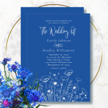 Mariage tendance Fleur sauvage Blanc Bleu cobalt