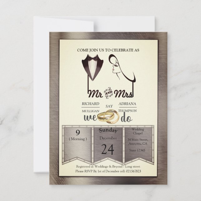 Invitation Mariage tendance Foil-Gold-Silver-Brass (Devant)