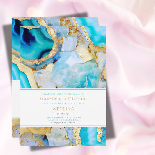 Invitation Mariage Tendance Moderne Sardoine Bleu Canard et O