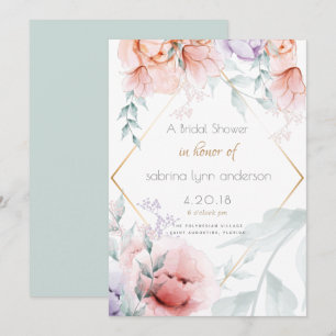 Invitation Mariage Tendances Corail et Pivoines Aquarelle L