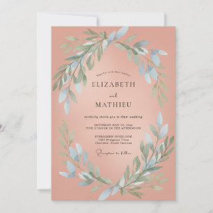Invitation Mariage Tendre Eucalyptus Feuillage Azur Terracott