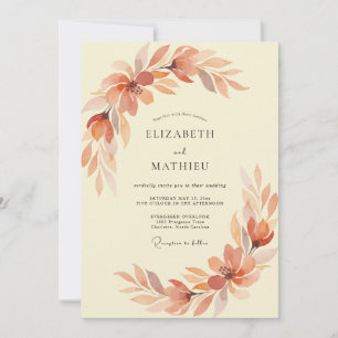 Invitation Mariage Terracotta aux Feuilles Peintes