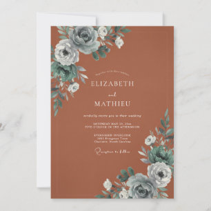 Invitation Mariage Terracotta Brushstroke Bloom