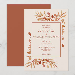 Invitation Mariage Terracotta d'Automne Rustique