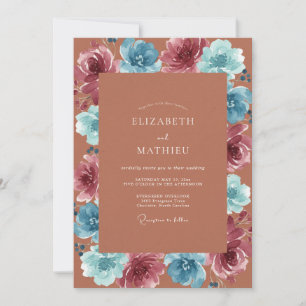 Invitation Mariage Terracotta Mauve Peint